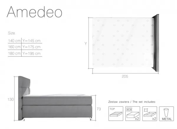 AMADEO BOXSPRINGS s LED osvetlenim Látka: Soft 11, Rozmer: 140 x 200