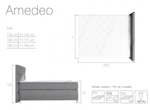 AMADEO BOXSPRINGS s LED osvetlenim Látka: Soft 11, Rozmer: 140 x 200