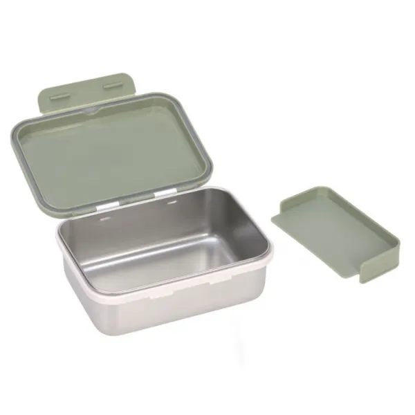 Lässig nerezový desiatový box Happy Prints Farba: Light olive