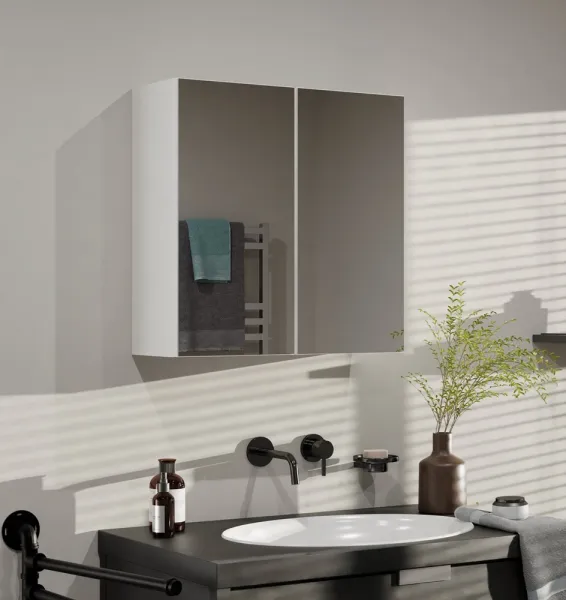 TP Living Závesná kúpeľňová skrinka POLA 60 cm so zrkadlom biela