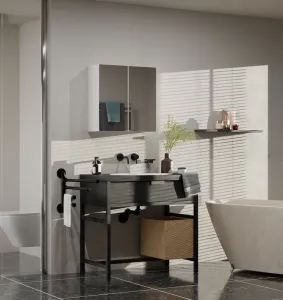 TP Living Závesná kúpeľňová skrinka POLA 60 cm so zrkadlom biela