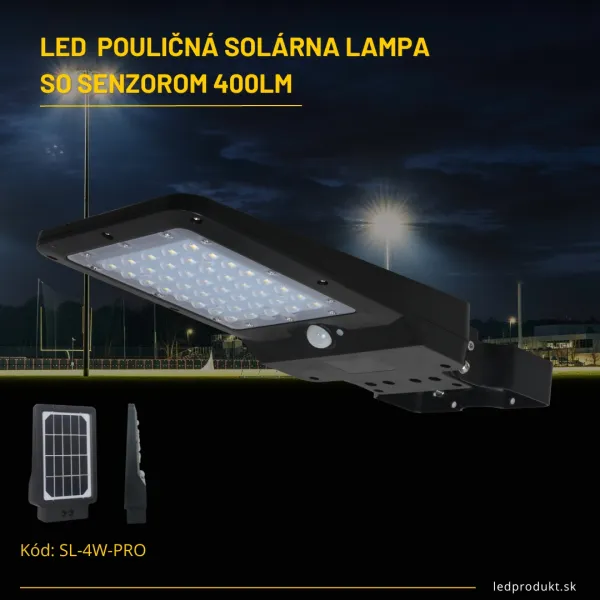 LED pouličné solárne svietidlo so senzorom 400lm