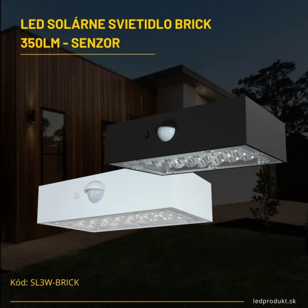 LED solárne svietidlo Brick - biele 350lm