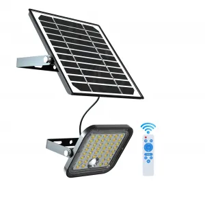 LED reflektor 1500lm so solárnym panelom + diaľkové ovládanie