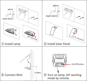 LED reflektor 1500lm so solárnym panelom + diaľkové ovládanie
