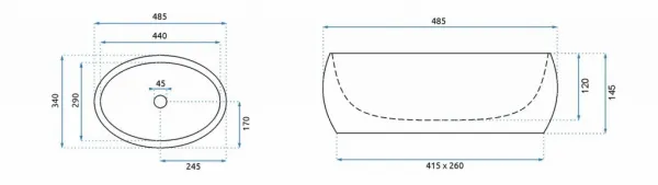 Keramické umývadlo na dosku Rea LINDA žula