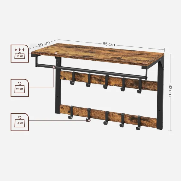 SONGMICS Predsieňový vešiak Vasagle Rotuna hnedý