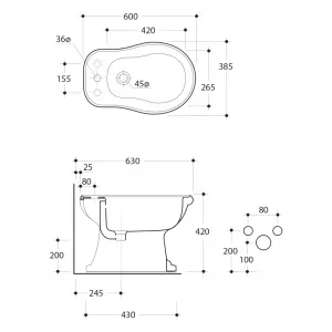 KERASAN - RETRO bidet 38,5x60cm, biela 102001
