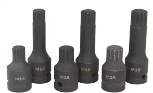 MARPOL Sada rázových nadstavcov SPLINE 1/2" M14-M16-M18 6 kusov