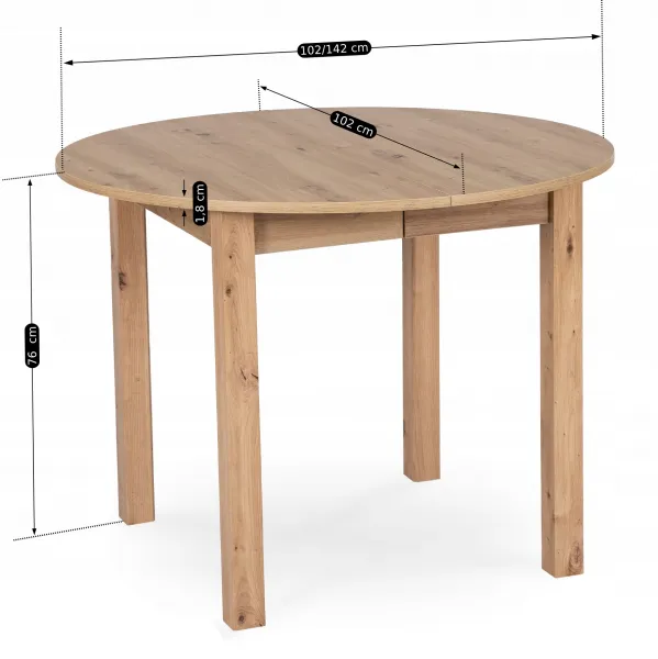 JAKS Okrúhly rozkladací stôl Harry 102-142 cm dub Riviera