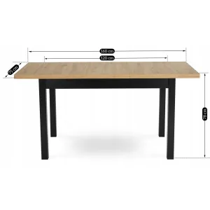 JAKS Rozkladací stôl Skubi 120-160 cm dub Riviera čierne nohy