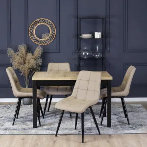 JAKS Rozkladací stôl Skubi 120-160 cm dub Riviera čierne nohy