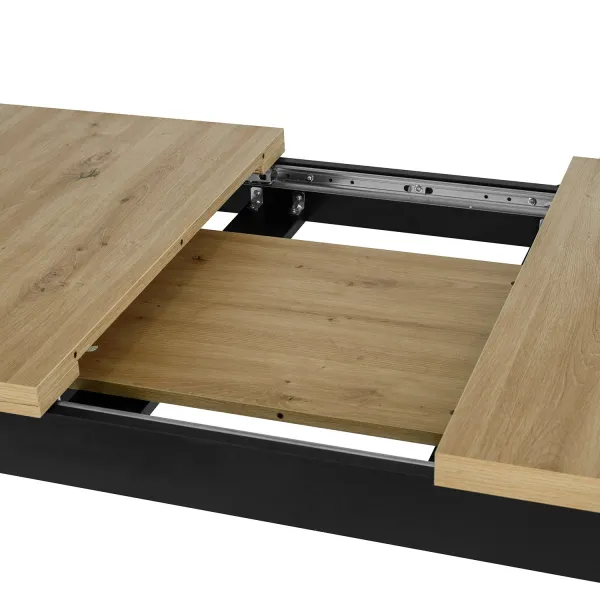 JAKS Rozkladací stôl Skubi 120-160 cm dub Riviera čierne nohy