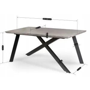 JAKS Rozkladací stôl Hamilton 160-200 cm sivý betón