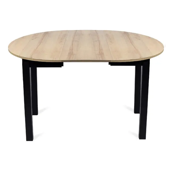 JAKS Okrúhly rozkladací stôl Harry 102 až 142 cm dub Riviera čierne nohy