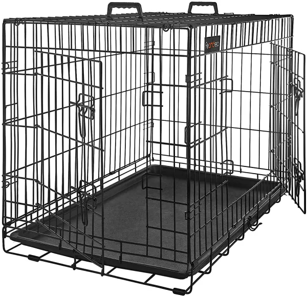 SONGMICS Prepravná klietka pre zvieratá Liwia L 91 cm čierna