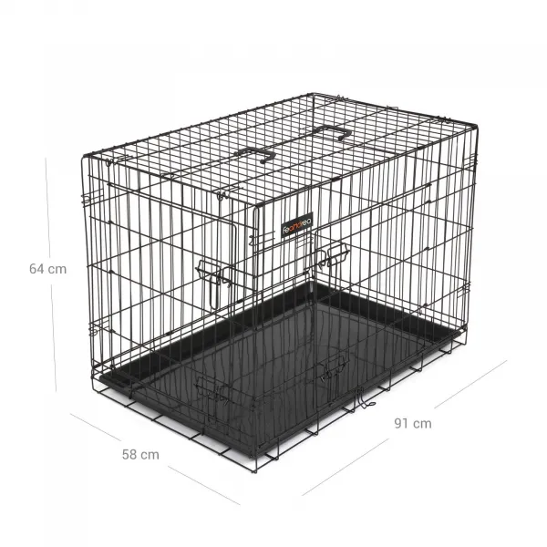 SONGMICS Prepravná klietka pre zvieratá Liwia L 91 cm čierna