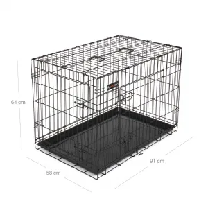 SONGMICS Prepravná klietka pre zvieratá Liwia L 91 cm čierna