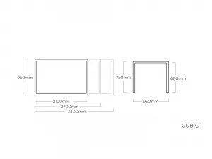 Cubic HPL rozťahovací stôl antracit 210-270-330 cm