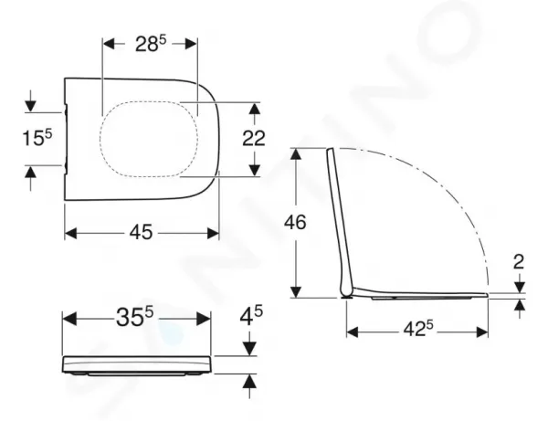 GEBERIT - Smyle Square WC doska, SoftClose, biela 500.687.01.1