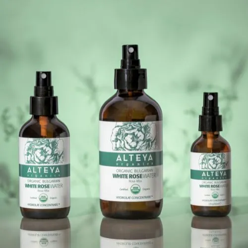 Ružová voda z bielej ruže Alteya Organics v skle 240 ml
