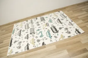 Koberec Lima G762A autá, krémový / sivý