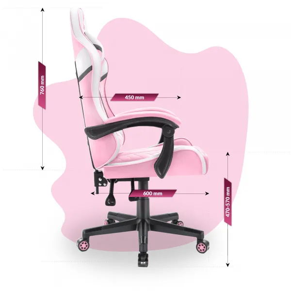 Hell´s chair Stolička Hell's Chair HC-1004 KIDS PINK-WHITE GREY