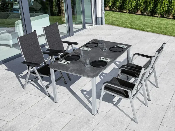 Cubic záhradný jedálenský stôl 160x90 strieborný