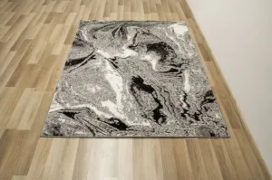 Koberec Allora Plus E844A mramor / betón, sivý / čierny