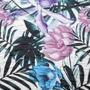 ArtFir Prikrývka na posteľ MALIBU | biela s kvetmi 200 x 220 cm