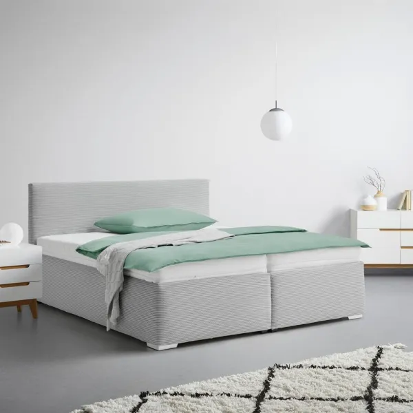 Čalúnená posteľ LESIA 200x200cm, poťah sivý