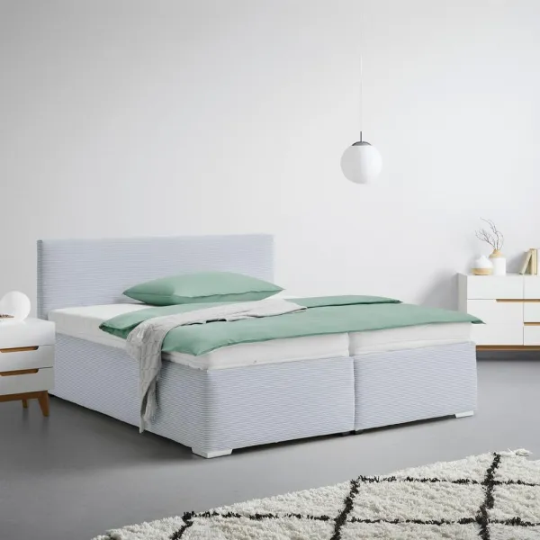 Čalúnená posteľ LESIA 200x200cm, poťah sivomodrý