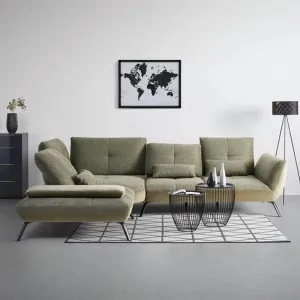 TRENDY, ľavá, olivovozelená s 3 bedrovými vankúšmi