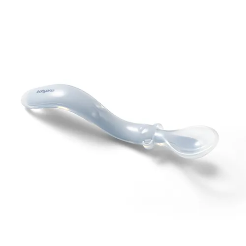BabyOno silikónová flexibilná lyžička šedo-modrá