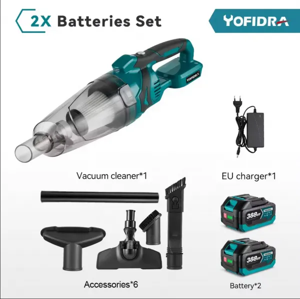 Elektrický vysávač Yofidra výkonné silné akumulátorové náradie na čistenie domácnosti pre batériu Makita 18V Batéria: 2ks batéria