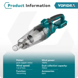 Elektrický vysávač Yofidra výkonné silné akumulátorové náradie na čistenie domácnosti pre batériu Makita 18V Batéria: 2ks batéria