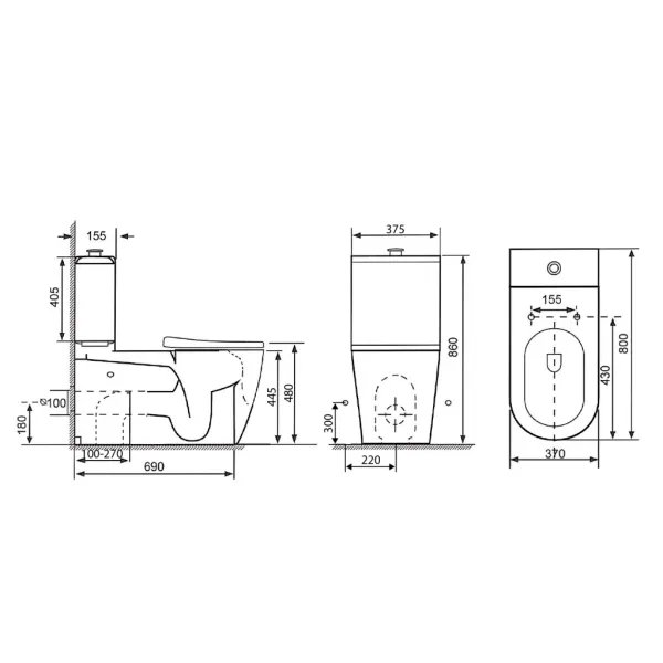 SAPHO - MEDIC RIMLESS misa pre kombi WC, spodný/zadný odpad, biela MC102-111