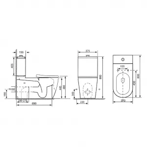 SAPHO - MEDIC RIMLESS misa pre kombi WC, spodný/zadný odpad, biela MC102-111