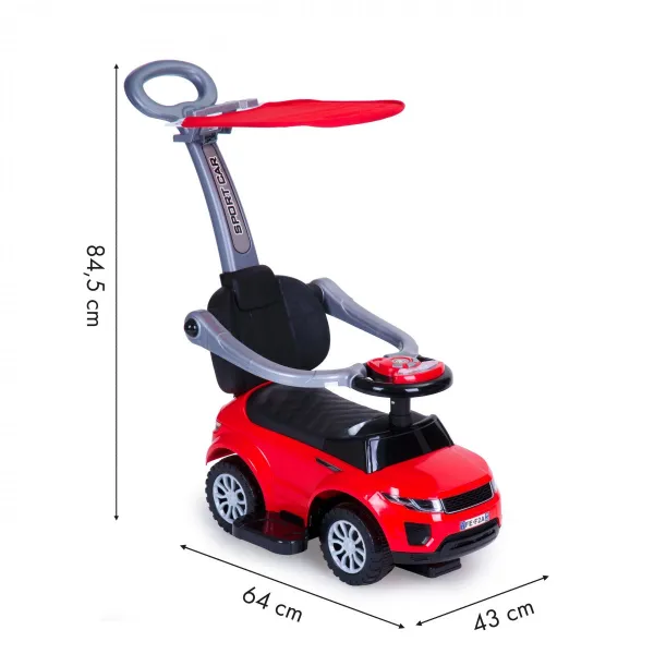 Hračkárske autíčko Rider Walker Pusher 3v1, červené