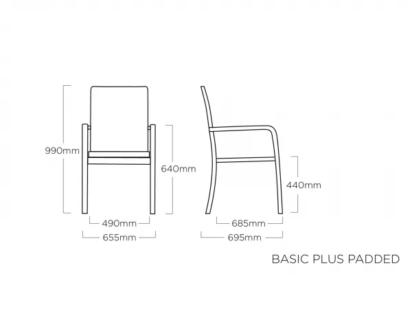 Basic Plus záhradná jedálenská stolička s polstrovaním