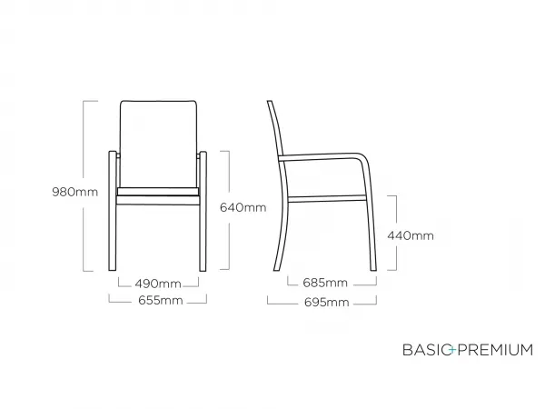 Basic+ Premium D záhradná jedálenská stolička strieborná