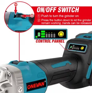 Elektrická Uhlová Brúska ONEVAN 125 Mm je vhodná pre batériu Makita 18V + kotúče ZADARMO ! 21V 4Ah batérie, nabíjačka Batéria: 2ks batéria