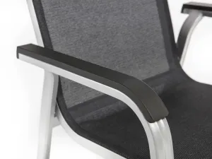 Basic+ Premium záhradná jedálenská stolička strieborná