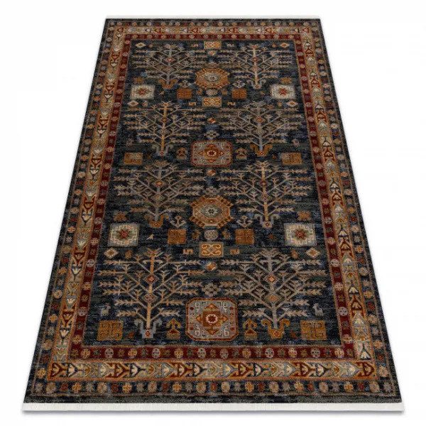 Koberec KESHAN strapce / rám 6174/53511 granátový / bordový