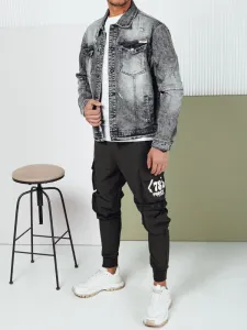 Rifľová bunda bez kapucne pre pánov čierna