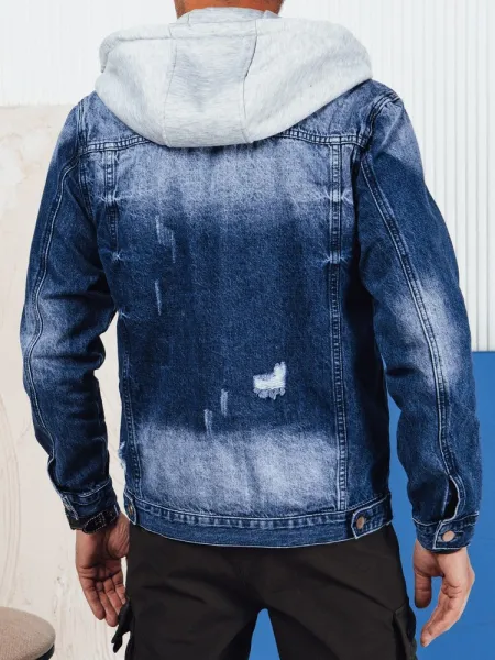 Rifľová bunda s kapucňou pre pánov modrá