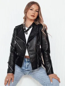 Trendová dámska čierna koženková bunda Roldan