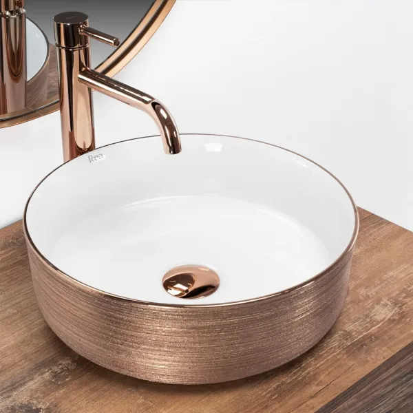 Keramické umyvadlo REA SAMI rose gold kartáčované