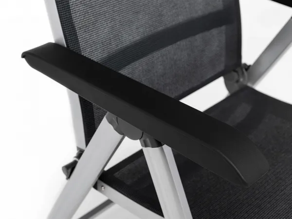 Basic+ Premium polohovateľné záhradné kreslo strieborné