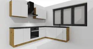 Artstolk Rohová kuchynská linka ISABEL | 200-260 cm dub artisan/sivá Prevedenie: s pracovnou doskou